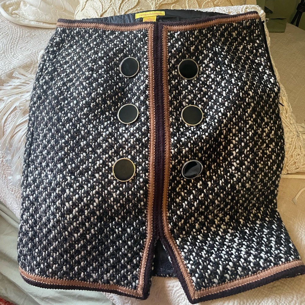 Catherine Malandrino Black and brown Tweed Pencil Skirt